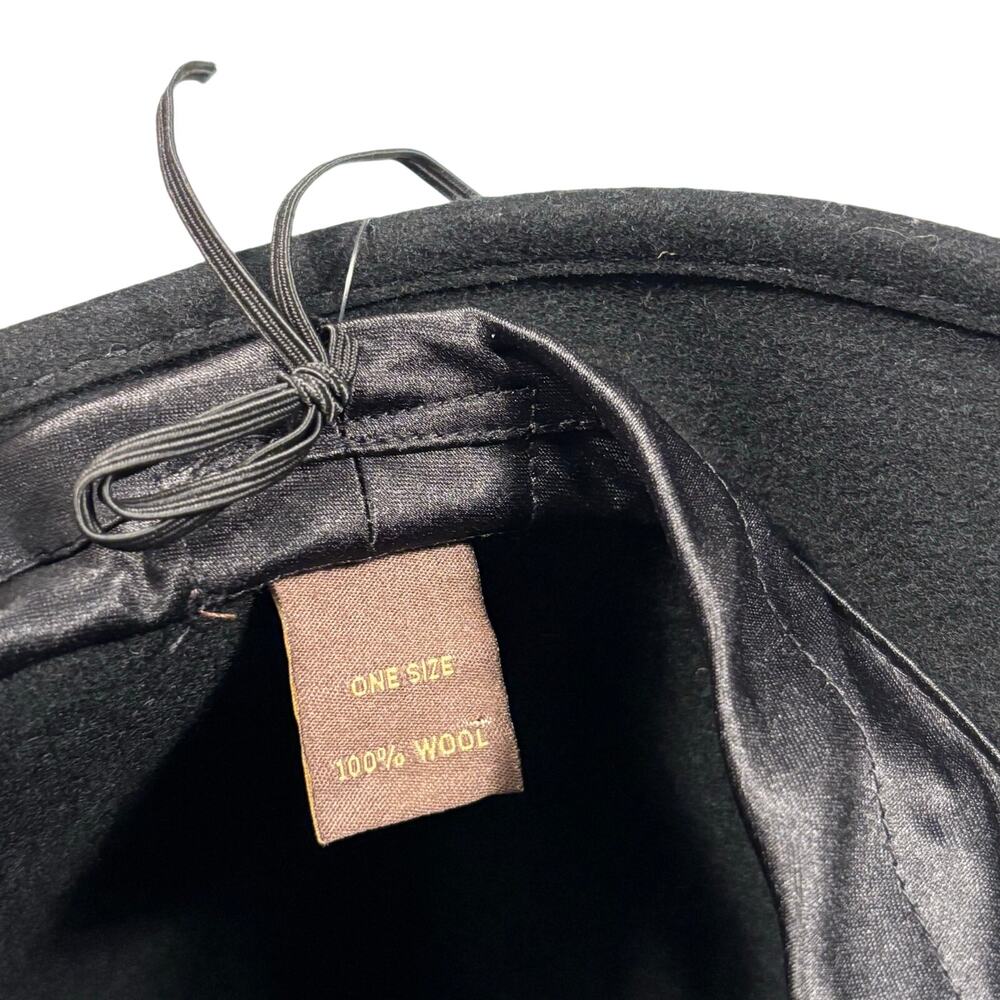 Adora Black Wool Floral Ribbon Felt Winter Cloche Hat Adjustable Womens OS NEW - Picture 11 of 13